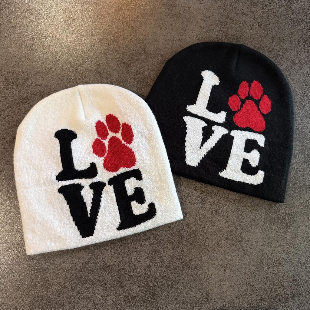 Paw Letter Dog Pattern Neutral Casual Warm Knitted Hat For Fall And Winter