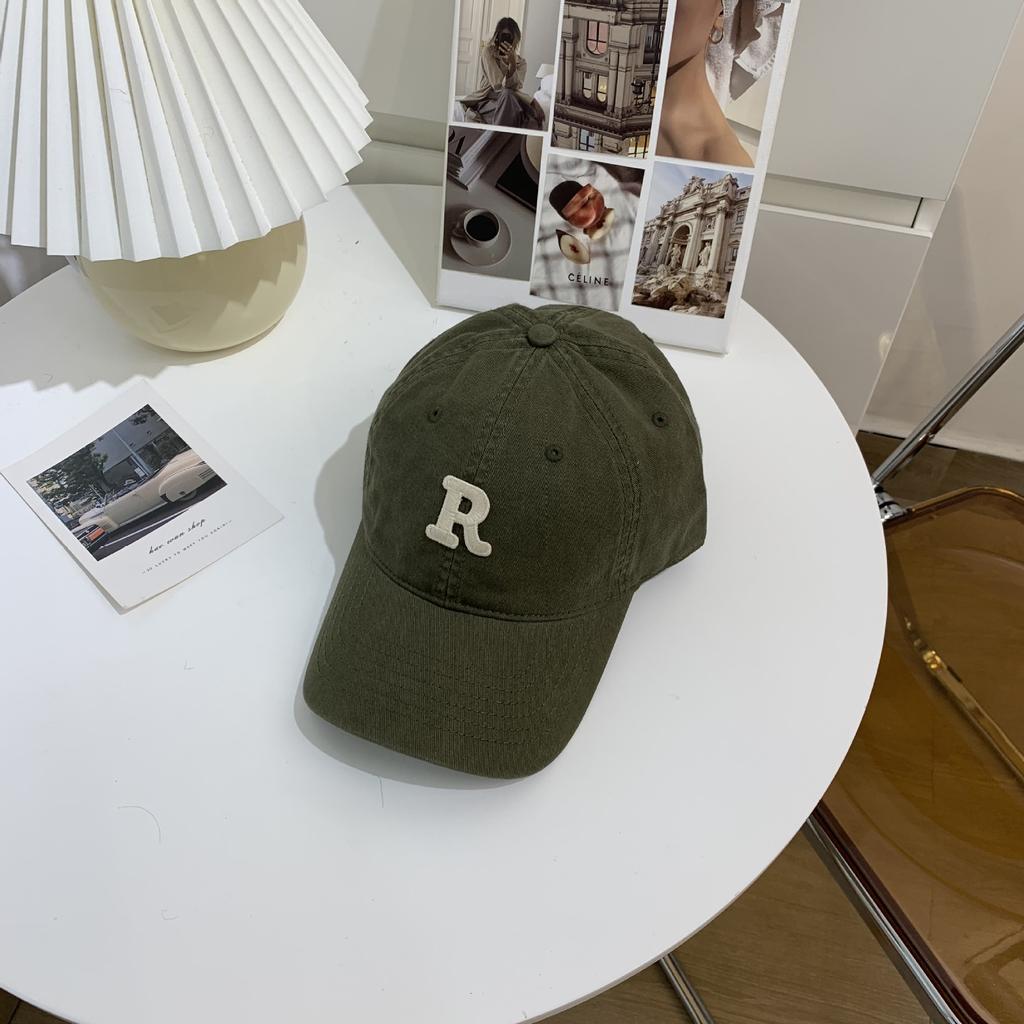 New Embroidery Letter R Baseball Cap Summer Solid Women Ponytail Hats Men Baseball Cap Cotton Outdoor Simple Visor Casual Cap