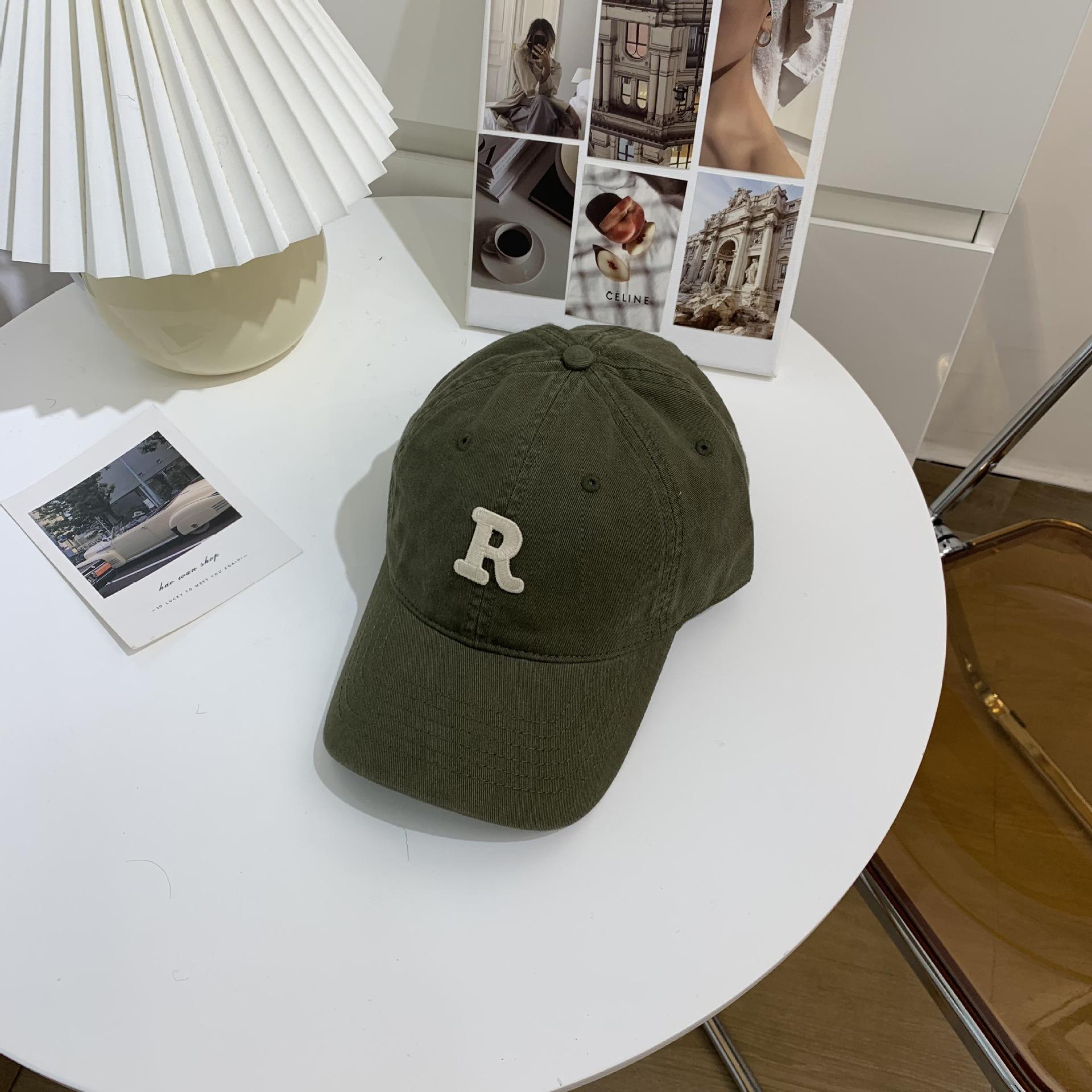 New Embroidery Letter R Baseball Cap Summer Solid Women Ponytail Hats Men Baseball Cap Cotton Outdoor Simple Visor Casual Cap