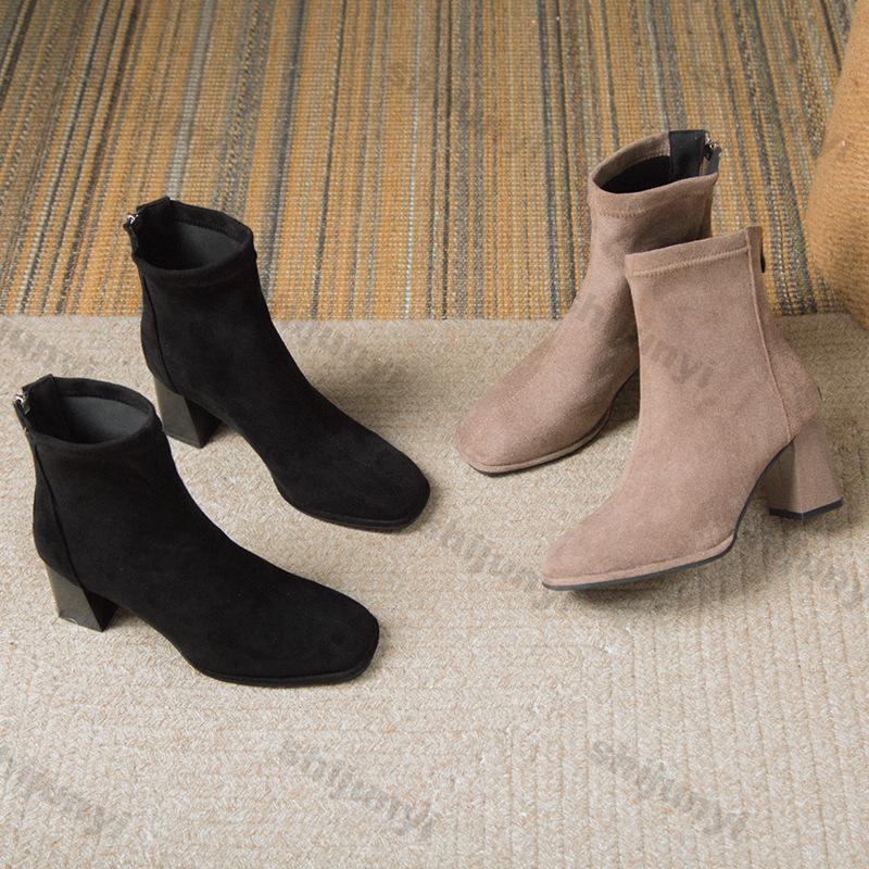Fashion Women's Short Boots 2025 Winter New Fashion Vintage Non Slip High Heels Comfortable Height Increase Luxury Pumps Botas De Mujer