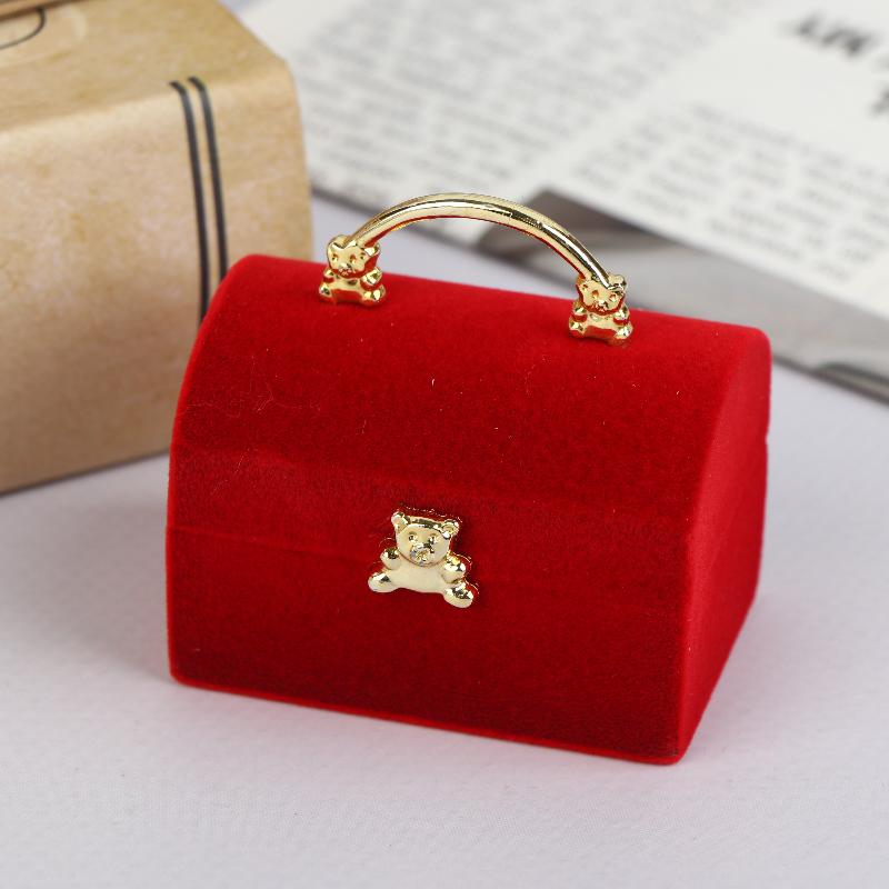 1 Piece Small Jewelry Box Velvet Wedding Ring Box Necklace Display Box Cute Bear Gift Box Container Case For Jewelry Packaging