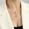 French Style Peach Heart Pendant Titanium 18K Gold Double Layer Necklace