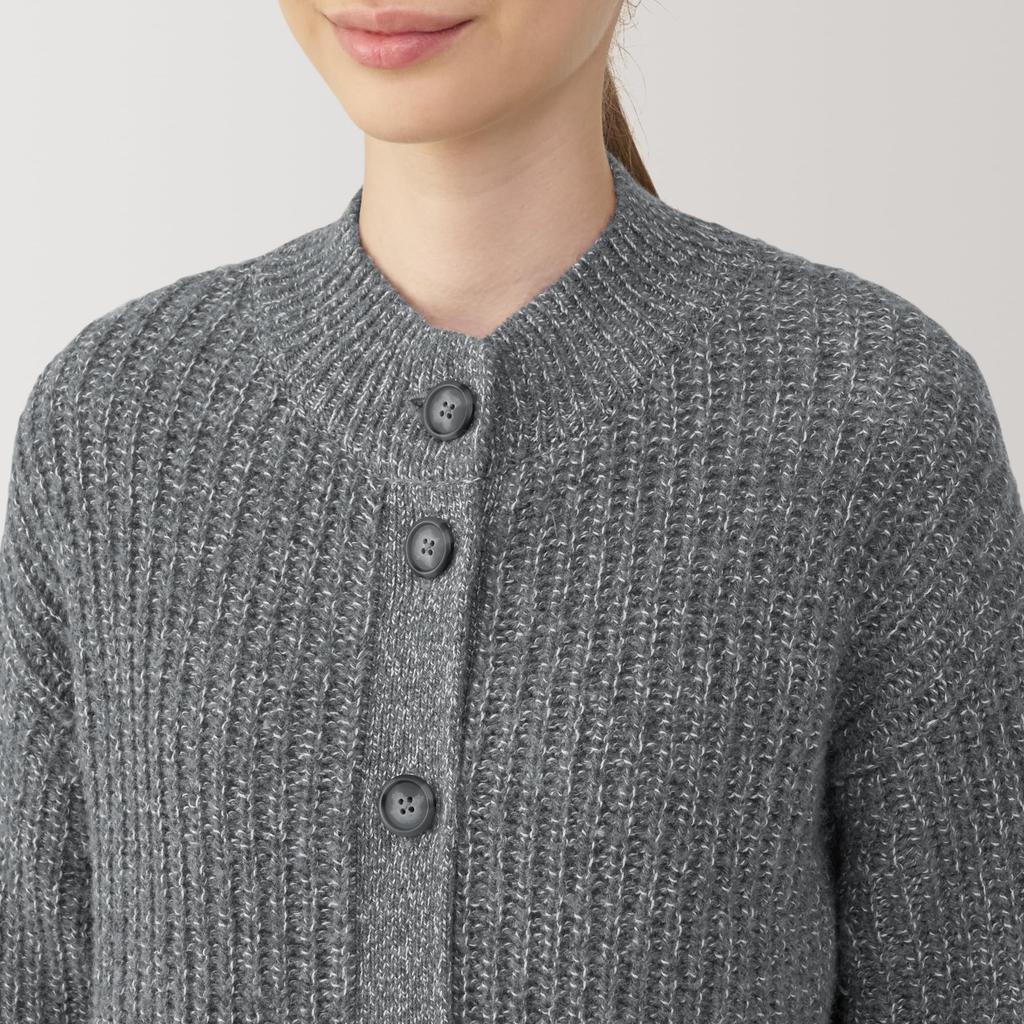 MUJI Yak Blend Mock Neck Size S Women's Cardigan, Gray, (BA1PPA4A)