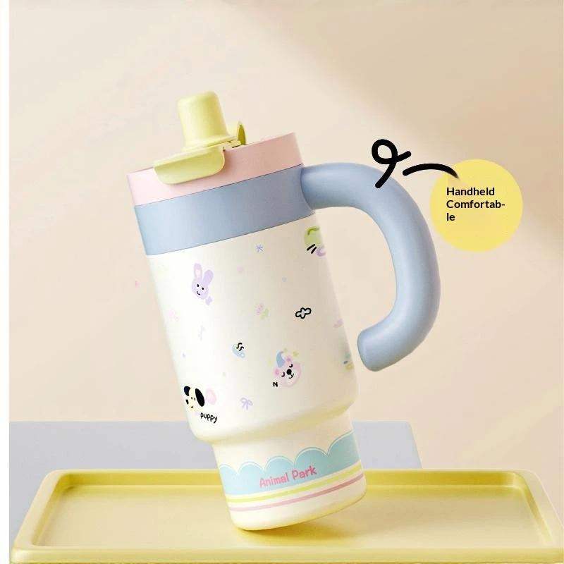 Cute Cartoon 850Ml Stainless Steel Insulated Tumbler With Handle Leakproof Water Cup For Car Office Camping Women Outdoor Use