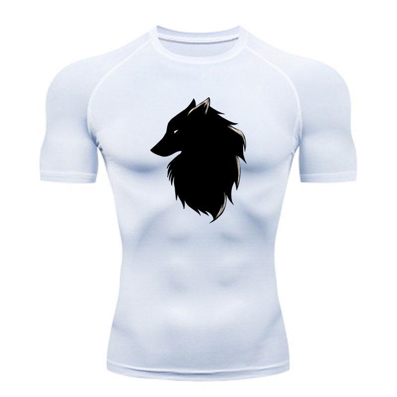 Men's Compression Fitness Workout T-shirt, Black Silhouette