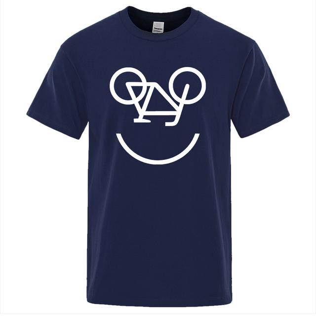 

Велосипедні футболки з реверсом і смішними літерами для чоловіків і жінок, модні зручні футболки зі звичайним рукавом і коротким рукавом, великі розміри L темно-синього кольору