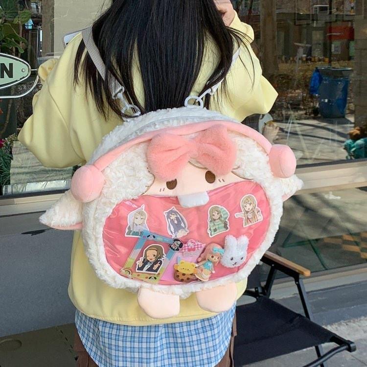 Cute Lamb Plush Large Capacity Backpack For Daily Use And School