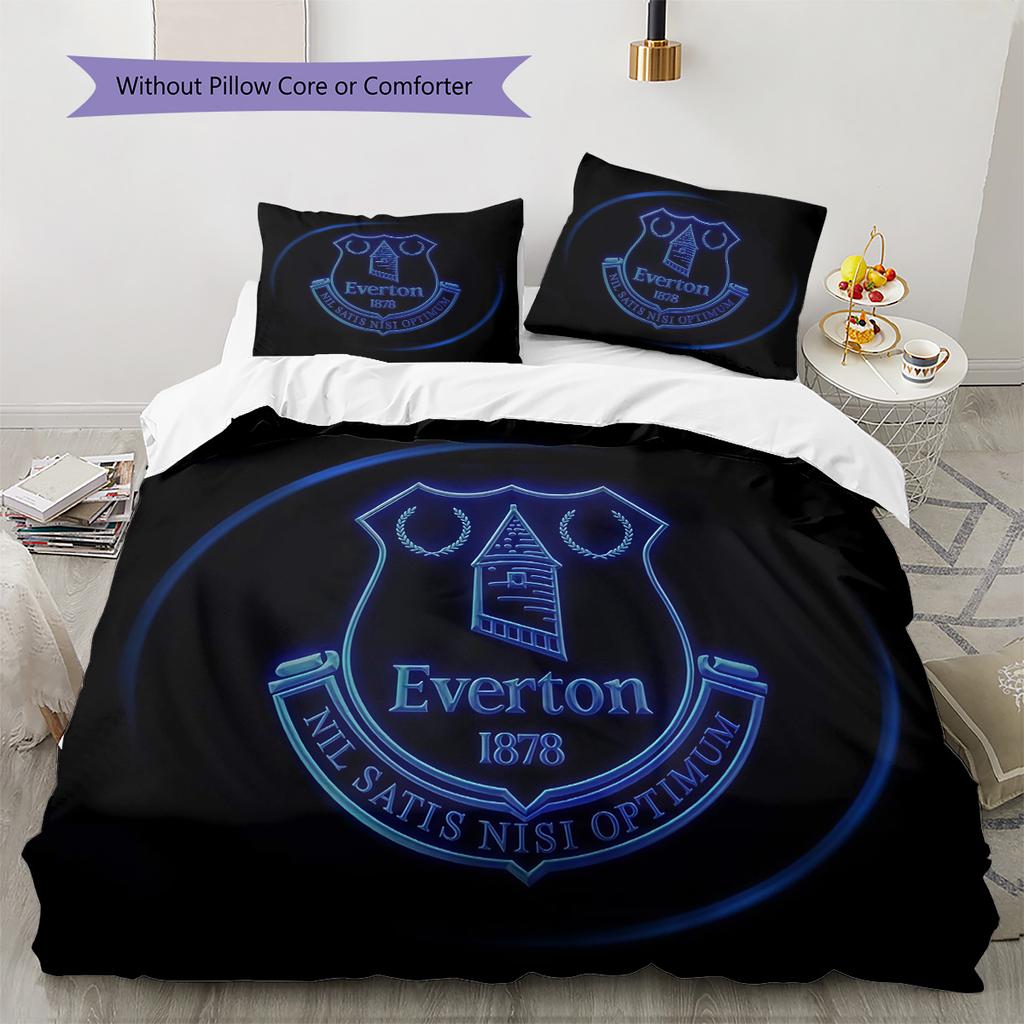 Everton Football Club Pattern Bedding Quilt Set Home Decoration Gift (1 * duvet cover + 2 * pillowcase without core)