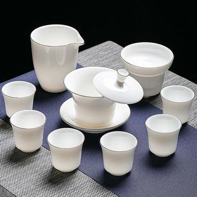 HANDUNYOU Mutton-Fat Jade Style Glass Teacup Set