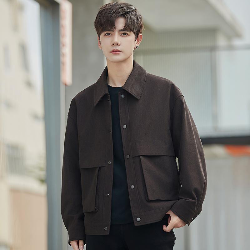 Men's Casual Jacket Spring and Autumn Wear Ruffian Handsome High-end Lapel Korean Version Coat Top