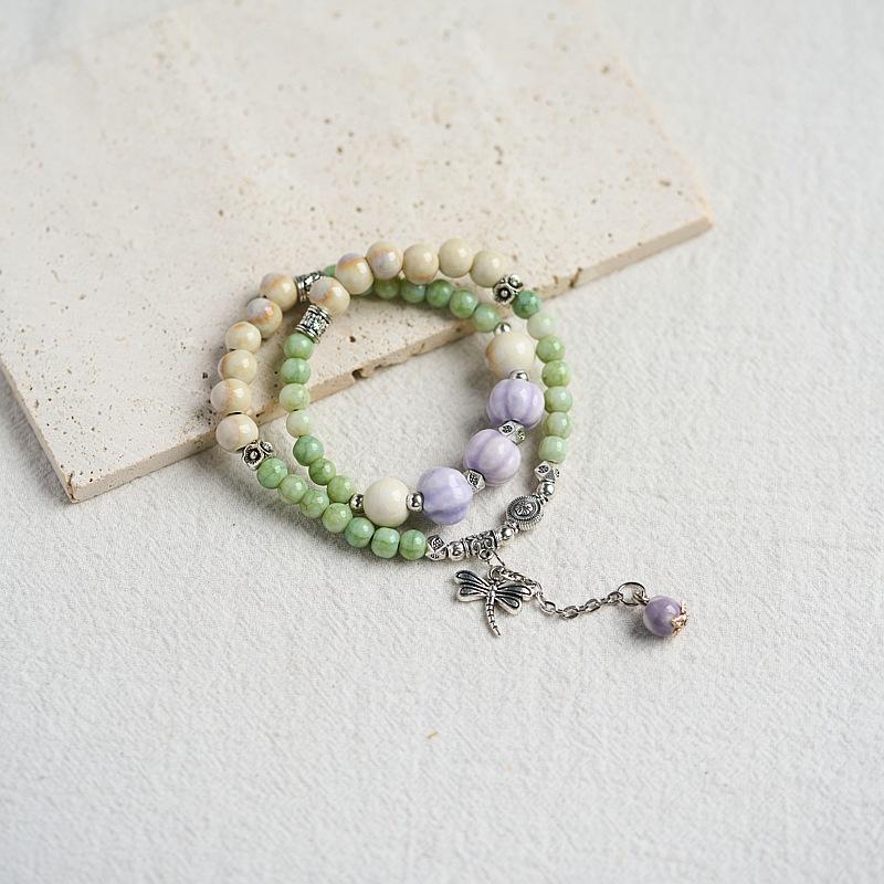 Jingdezhen Ceramic Bracelet Jewelry Double-layer Stacked Beaded Gold List Title Bracelet Wholesale