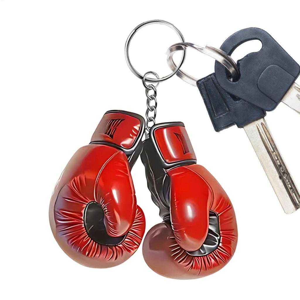 Acrylic Boxing Gloves Keychain for Men Key Ring Car Key Chain Sports Keychain Creative Bag Charm