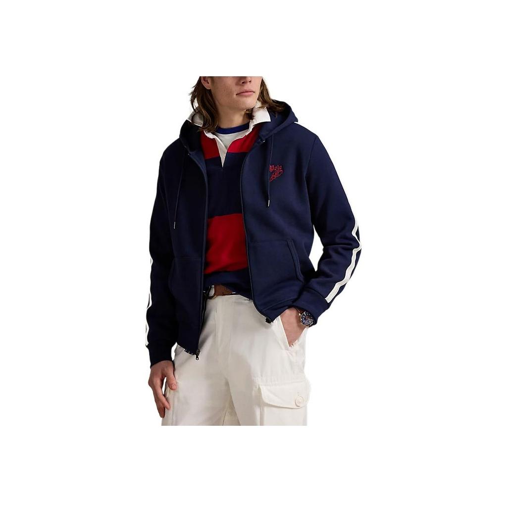 Polo Ralph Lauren Logo Reversible Knit Mesh Hooded Long Sleeve Sweatshirt Men sweatshirt Blue 710964438001