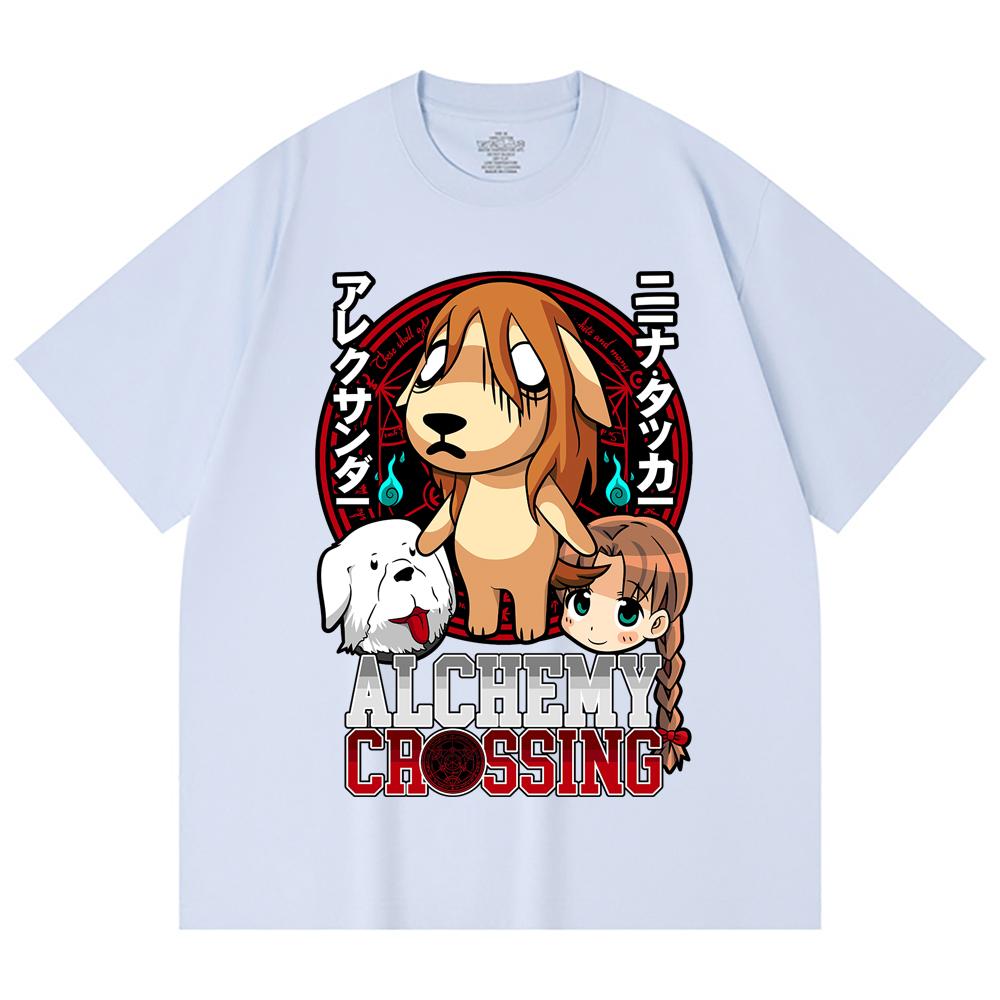 230 Gsm 100% Cotton Fullmetal Alchemist V5 Alchemy Crossing Print Unisex Heavy Cotton T Shirt