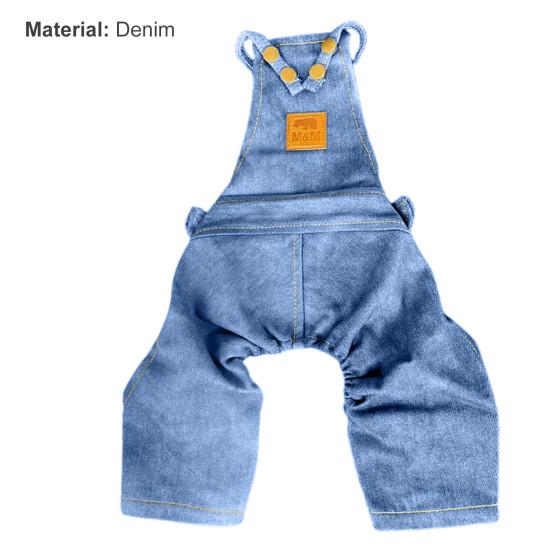 Pet Denim Jumpsuit Solid Color Cosplay Anti-fade Pet Jean Overalls Strap Dress Clothes for Teddy