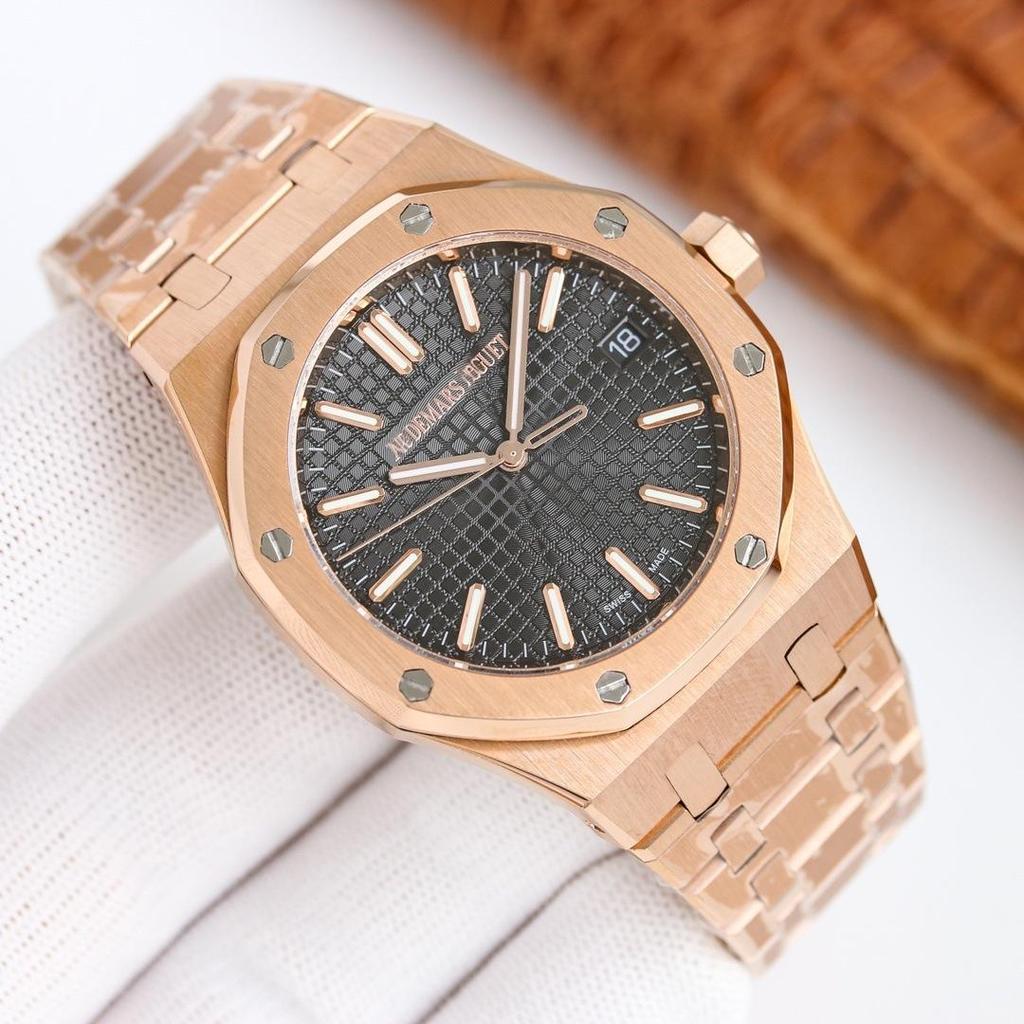 AP Royal Oak Automatik Leuchtende Herren-Stahl-Armbanduhr mit Sichtboden