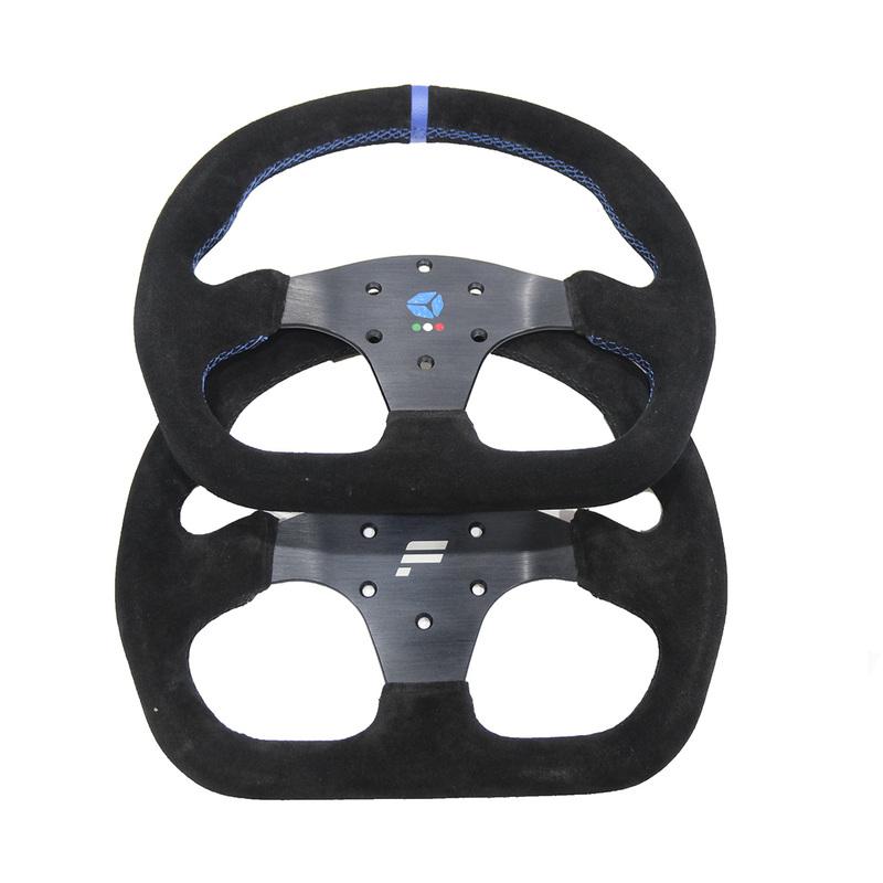 13inch 330mm Type D Steering Wheel Suede Steering Wheel Flat Game Steering Wheel  Blue Yellow Ring