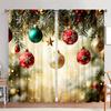 2pcs Luxurious Christmas Lights Print Curtains Set Semi-Sheer Polyester With Rod Pocket For Easy Hanging For Bedroom Living Room