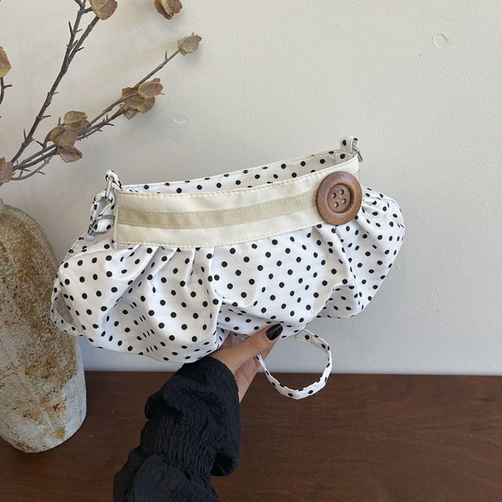 Cute Nylon Crossbody Bag Canvas Printing Handbag Sweet Polka Dot Shoulder Bag Ladies