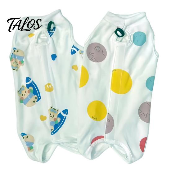 Skin-friendly Cat Clothing Recovery Suit, Soft Cotton Clothing, Cute Cartoon Print Four-Leg Clothes, Easy Buckle Clothes After Surgery Apparel