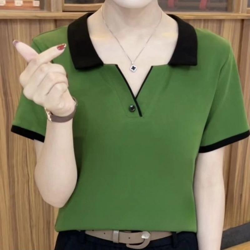 Summer Women's Fashion Polo Shirt Lapel Short-sleeved T-shirt