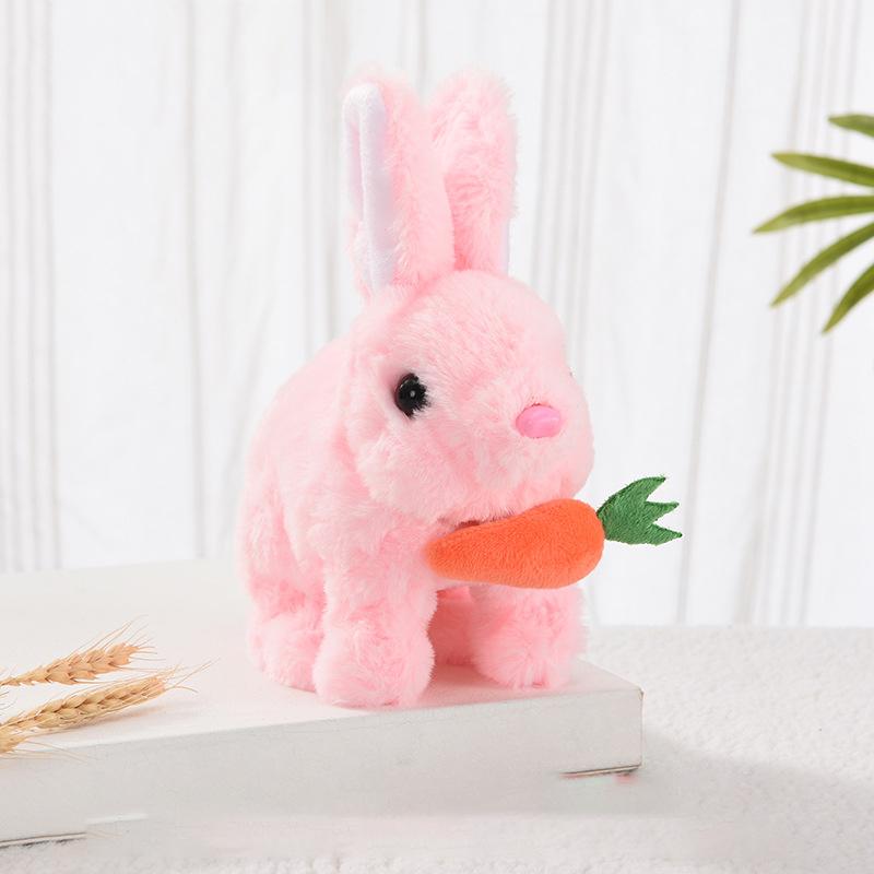 1Pc Realistic Bunny Toys Plush Electronic Stuffed Carrot Little White Rabbit Simulated Pet Walking Shaking Ears Educational Toy