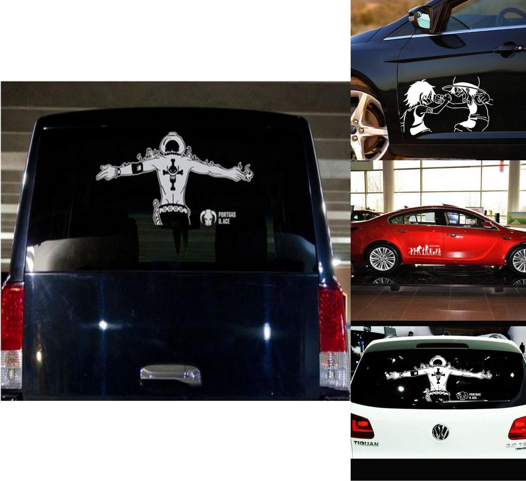 Premium Quality One Piece Portgas D Ace Car Body Sticker Reflective Design For Classic Appeal