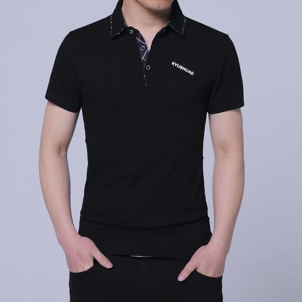 Sommer Lässiges Baumwoll-Polo-T-Shirt Herrenmode Kurzarm Slim Polo Hochwertiges Business-Poloshirt Grau Schwarz