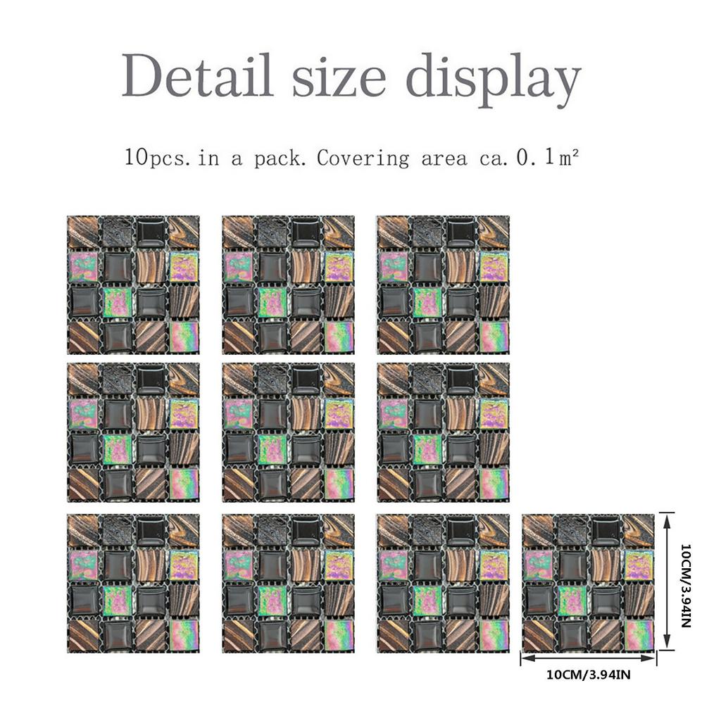 40pc Peel and Stick 3D Mosaic Tile Stickers Self Adhesive Crystal Tiles for Kitchen Bathroom Wall Backsplash Renovation