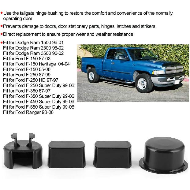 Acouto Tailgate Hinge Pivot Bushing Insert Kit forRanger F250F450 F550 - Set of 4pcs