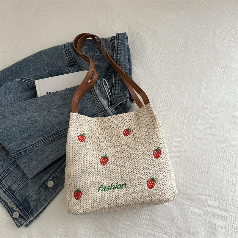 Versatile Woven Shoulder Tote Bag For Women Featuring Soft Textured Polyester Lining белый