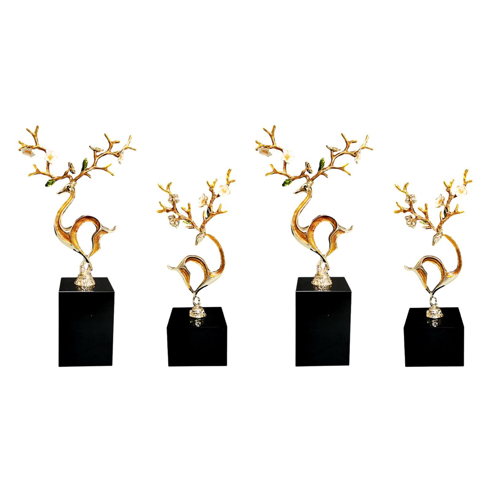 

Animal Figurine Gift Collectible Decorative Sculpture Deer Statue for Table Centerpieces Cabinet Bedroom Living Room Office S Marble Base