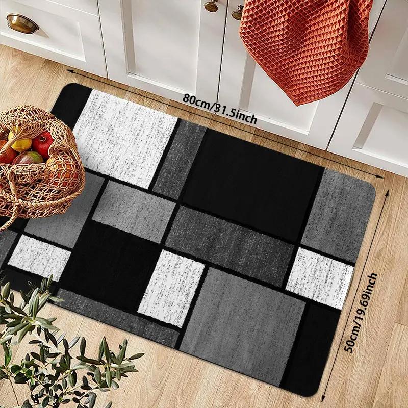 VIKAMA Modern Geometric Kitchen Carpet Comfortable Hallway Bedroom Floor Mats Non-Slip Entrance Door Mats Home Decoration