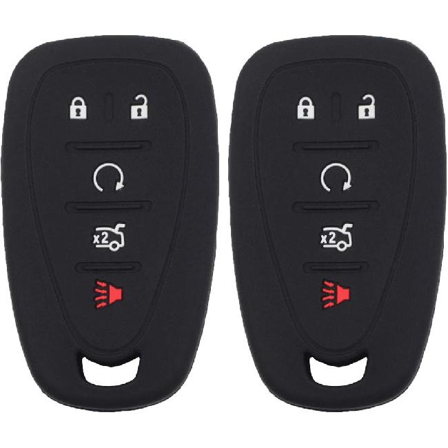 2Pcs Rubber Silicone Key Fob Cover Case Skin Remote Shell Holder Compatible with Chevrolet Chevy Camaro Cruze Malibu Traverse Blazer Trailblazer