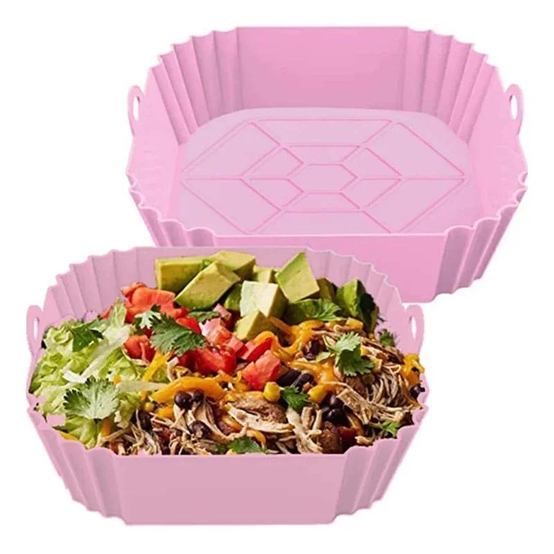 

1 шт. силиконовая корзина для фритюрницы, форма для духовки, противень для выпечки, корзина для пиццы, жареная курица, круглая, квадратная, многоразовая подкладка для кастрюли, аксессуары розовый