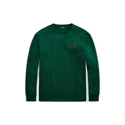Polo AI22 T-shirt a maniche lunghe girocollo in cotone ricamato con logo solido Uomo Top Verde MNPOTSH16820247-301