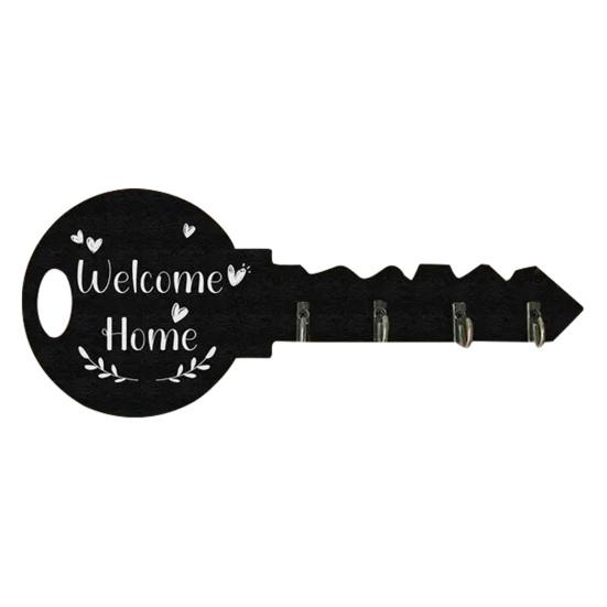 Key Hook Widened Back Plate Wooden Wall Rack Rustic Style Organizer for Entryway Kitchen