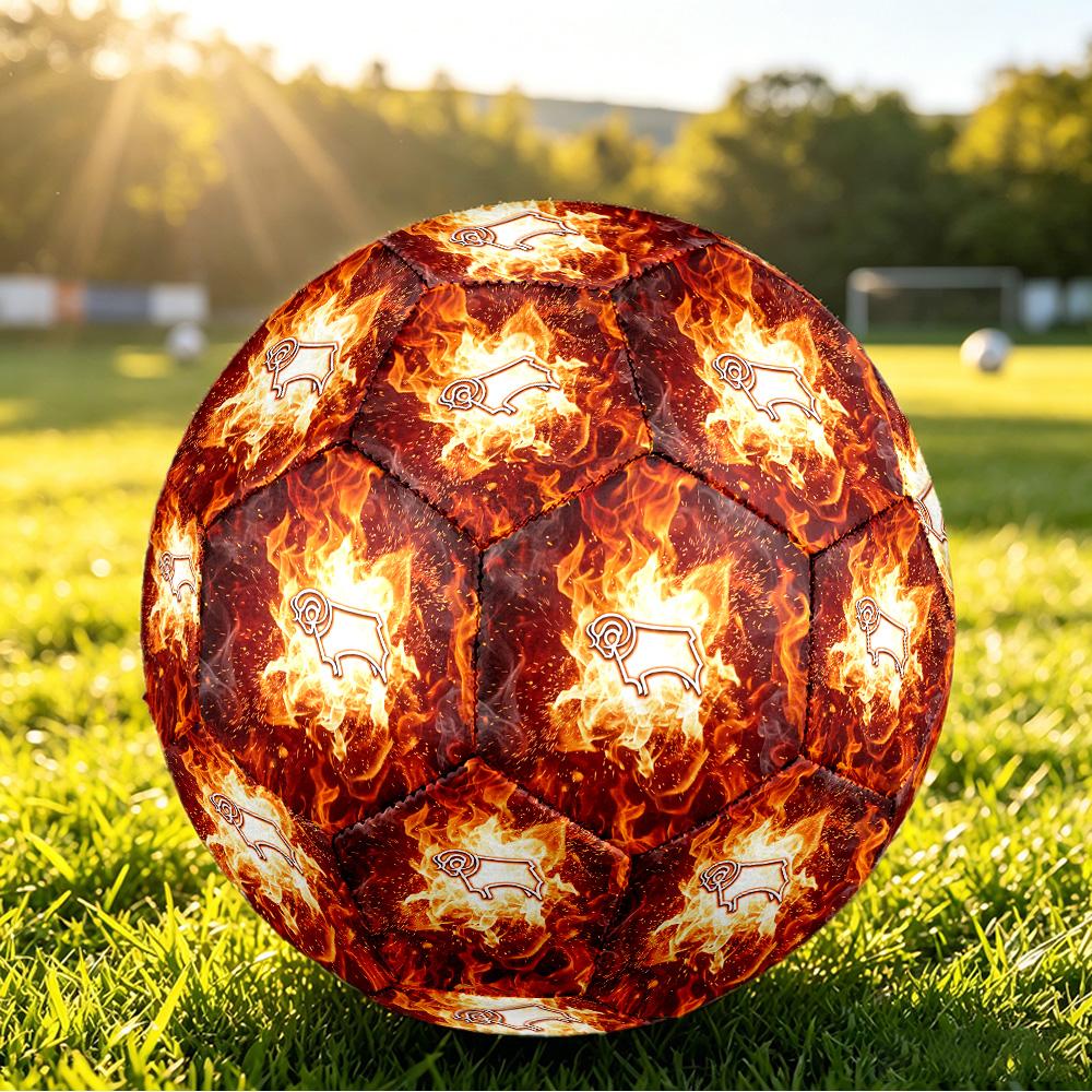 Derby County FootballPrinted Size 5 Soccer Bball, Anti Slip Adult Match Football Souvenir for Football Fans