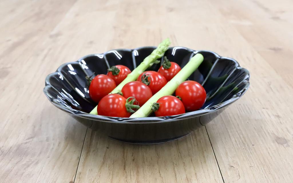 Castle Enterprises Food-Enhancing Tableware Series [17cm Shallow Bowl] (Titanium Denim) Set of 10