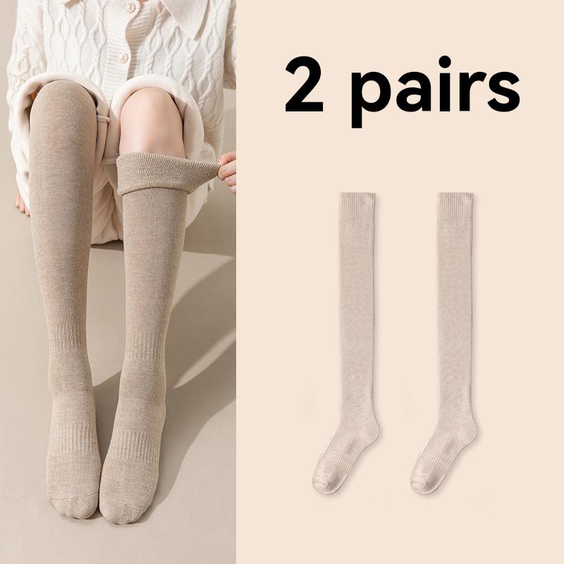 Women Soft Wool Long Socks Autumn Winter Cashmere Solid Knitted Stocking Skinny Casual Knee High Warm Thicken Girls Socks Medias