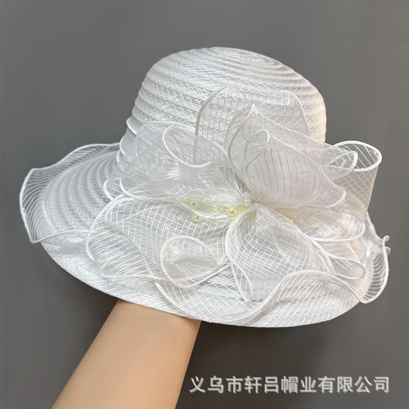 Eugen yarn wavy lace flower eaves women's summer sunscreen bucket hat fashion versatile sun hat outdoor pot hat