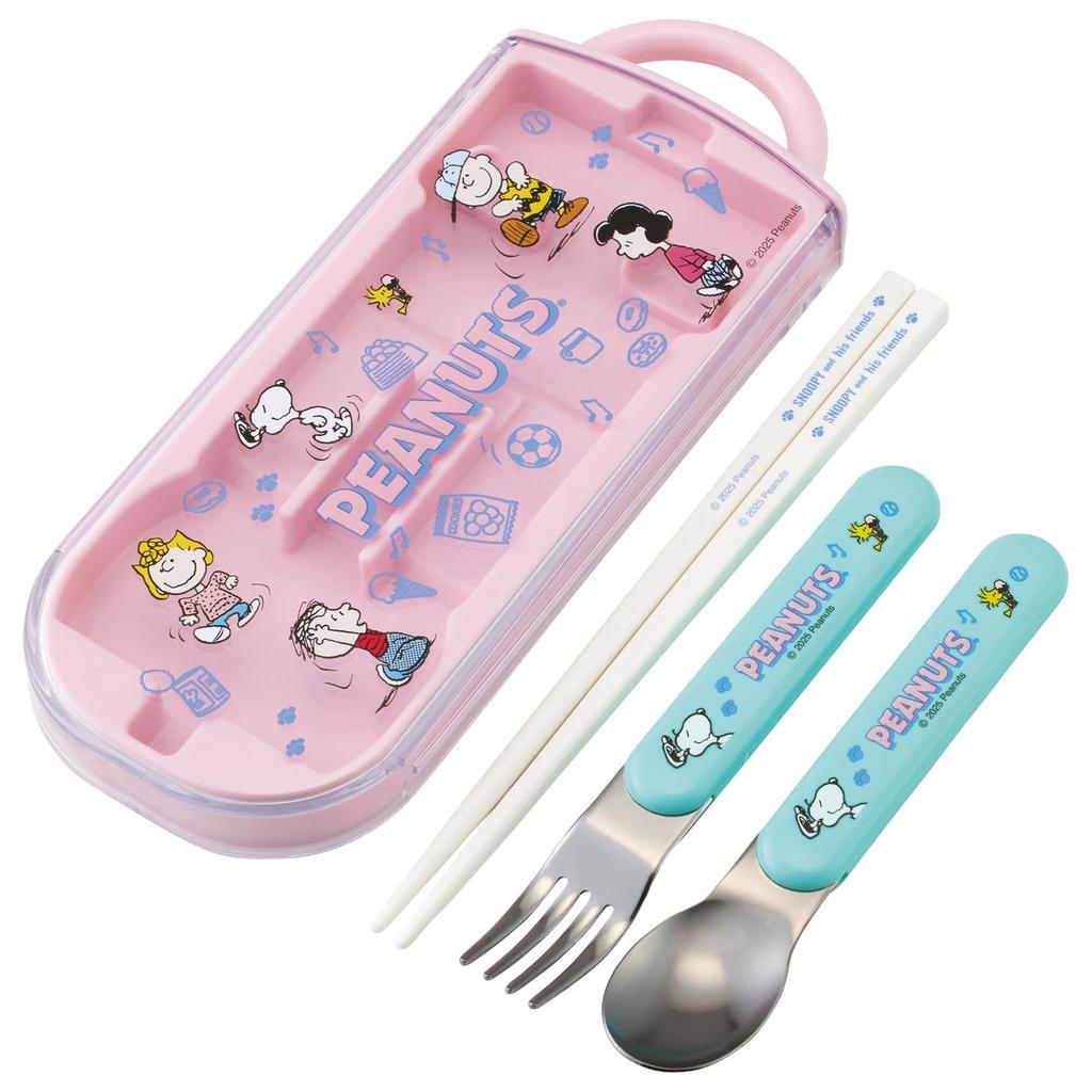 Skater Bento Chopsticks Trio Set Fun Fun for Boys and Children's (Chopsticks, Spoon, Fork, 16.5cm) - Snoopy, Friends, Girls, TACC2-A