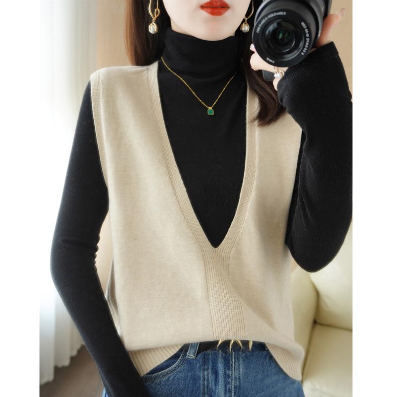 

Вязаный свитер жилет женский жилет осенний свободный сердечный ажурный V-образный вырез нерегулярный пуловер жилет XXL бежевый