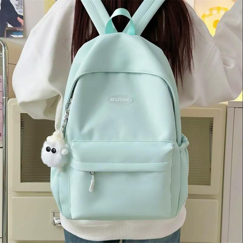 Solid Color Backpack For Women Simple And Versatile Ins Schoolbag Korean Style Fresh College Student Casual Backpack