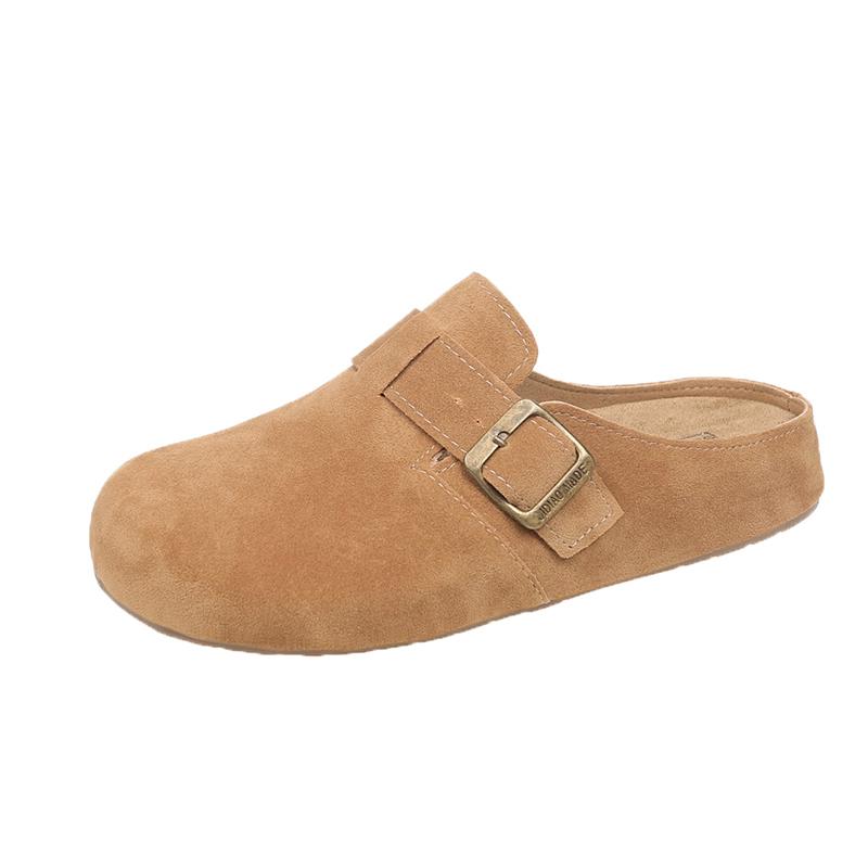 Petite Women's Vintage Half Slippers With Thick Sole And Rubber Outsole Spring Autumn New Arrival Bohemian Style Flat Form Sanda