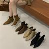 French pointed short boots women's 2025 autumn and winter new stiletto suede thin bare boots Internet celebrity elastic socks Martin boots