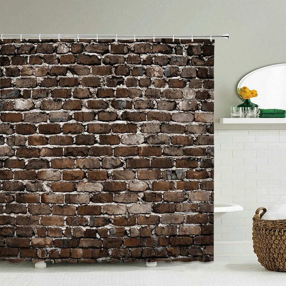 Wall Hanging Bath Screens Geometric Shower Curtain Bathroom Waterproof Retro Old Wood Grain Decor Multi-size Shower Curtains
