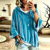 Women's Casual Velvet Hooded Top with Three-Quarter Sleeves Color