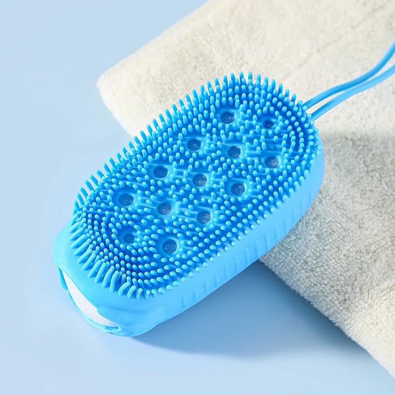 Bathroom Brush Silicone Bath Towel Shower Tool, Labor-saving and Convenient, Double-sided Bubble Brush, Sponge Bath Towel, House