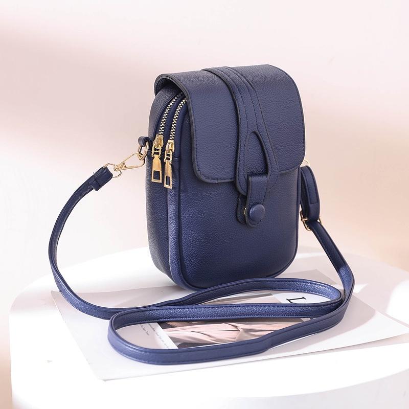 IELGY women's lychee pattern red messenger mobile phone bag